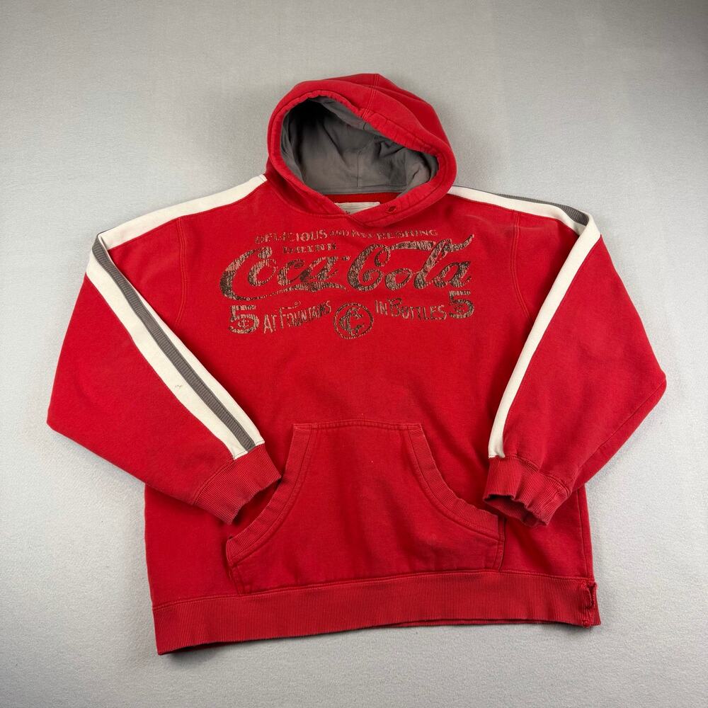 Coca Cola Graphic Hoodie Red Pullover Sweatshirt M